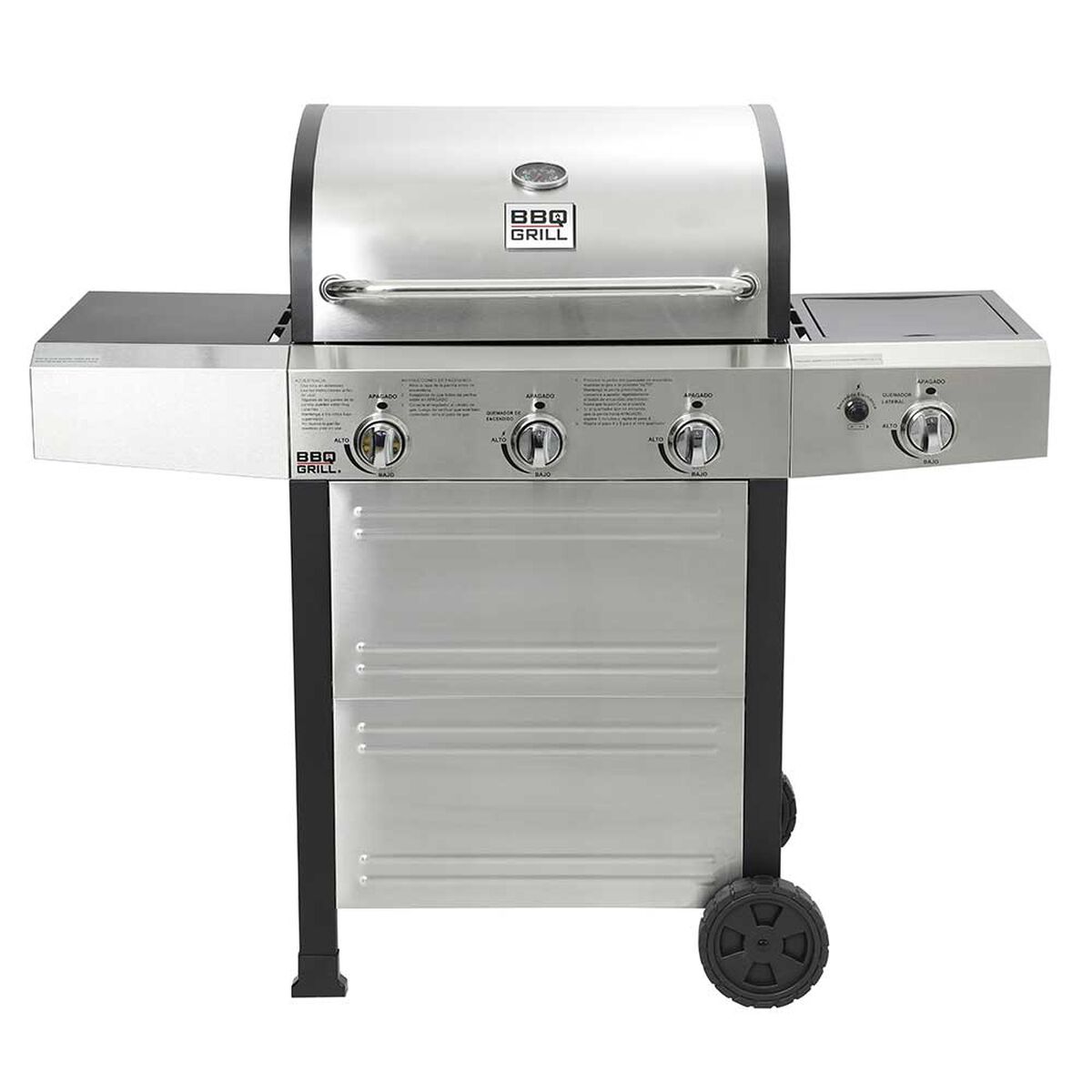 Parrilla a Gas Encendido Electrónico BBQ Grill Michigan Acero Inoxidable 3 Quemadores Centrales + 1 Lateral