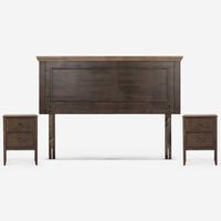 Respaldo 2 Plazas + 2 Veladores Rosen Anna Gris Rústico