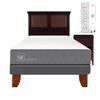 Cama Europea CIC 1,5 Plazas Smart + Respaldo + Velador New Torino Chocolate