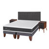 Cama Europea CIC King Ortopedic + Respaldo + 2 Veladores Eufrates