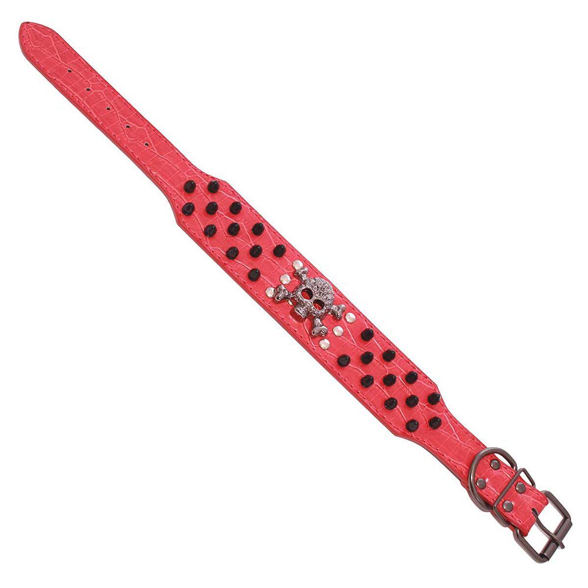 Collar Mascan Grueso Calavera Puntas Redondas Eco cuero para Perro