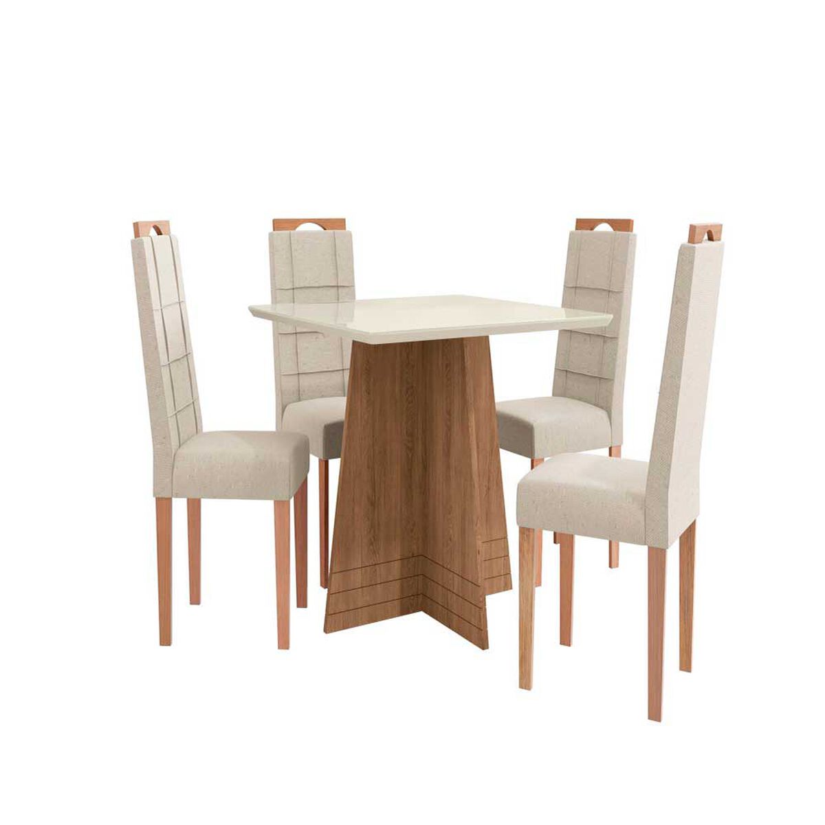 Comedor Yardas Pizza 4 Sillas Off White