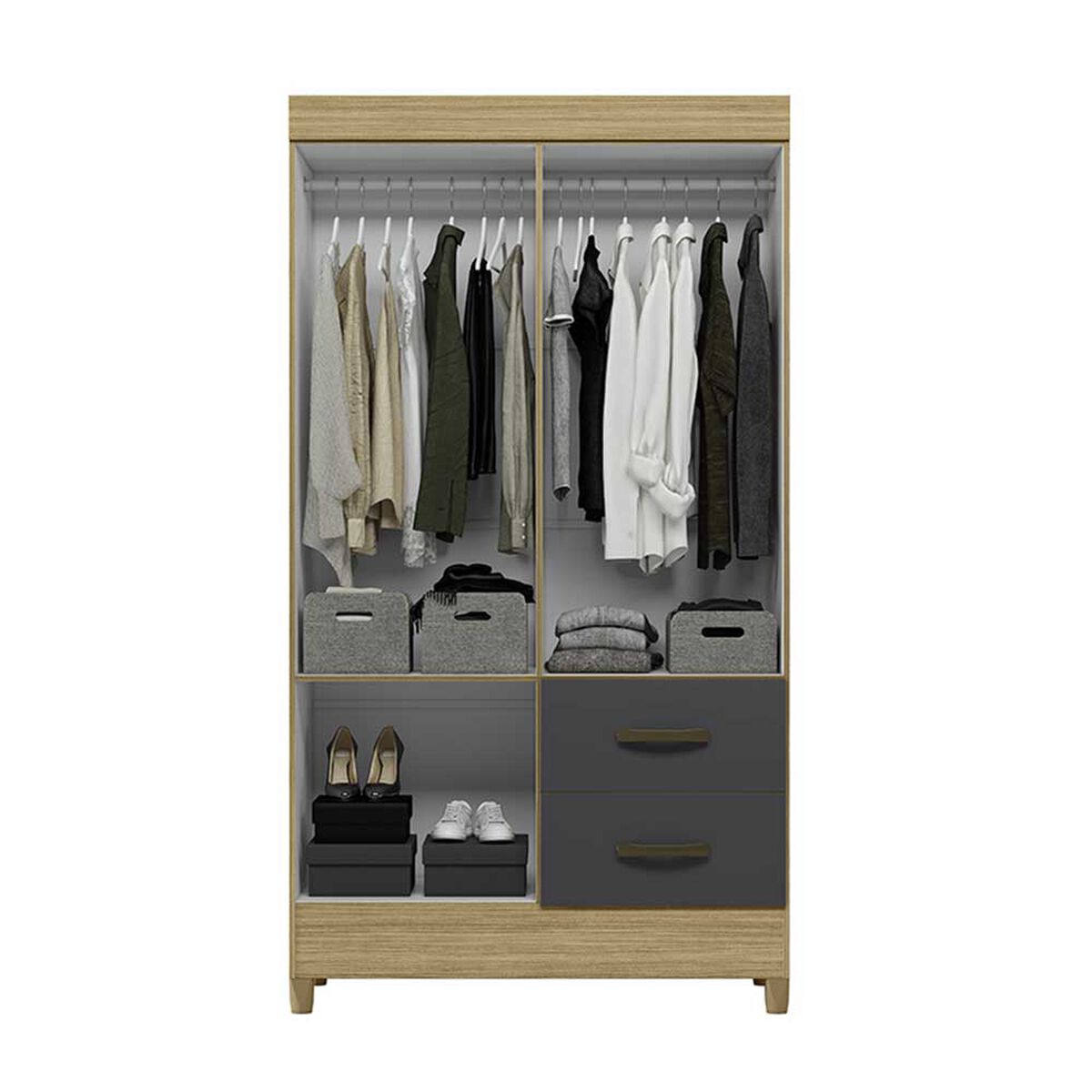 Clóset Vekkahome Mobi 4 Puertas 2 Cajones Gris