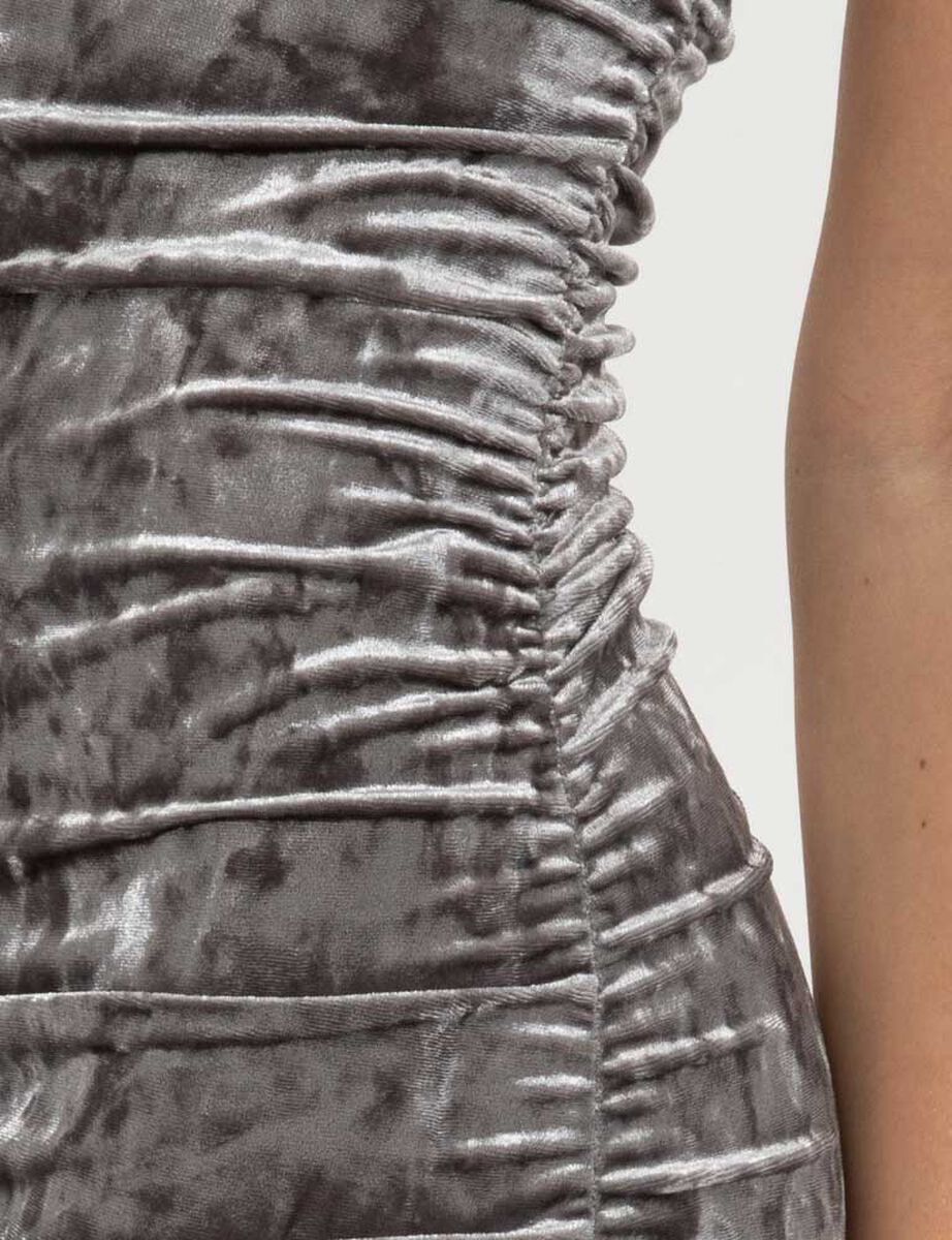 Vestido Maxi Strapless Terciopelo Plush Mujer Icono