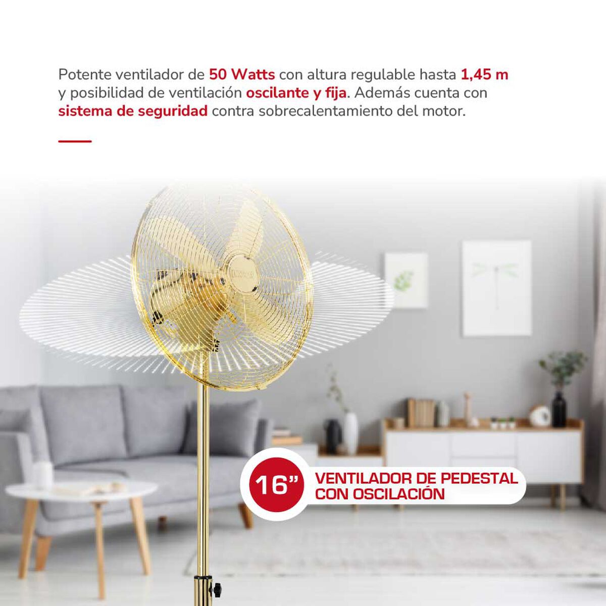 Ventilador de Pedestal Thomas TH-16DP Gold