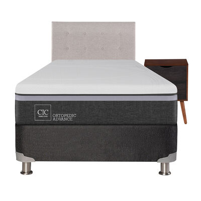 Imagen 1 del producto Box Spring CIC 1,5 Plazas Ortopedic Advance + Respaldo + Velador Tigris