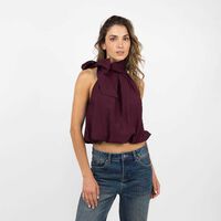 Blusa Crop Sin Mangas Mujer Zibel Burdeo