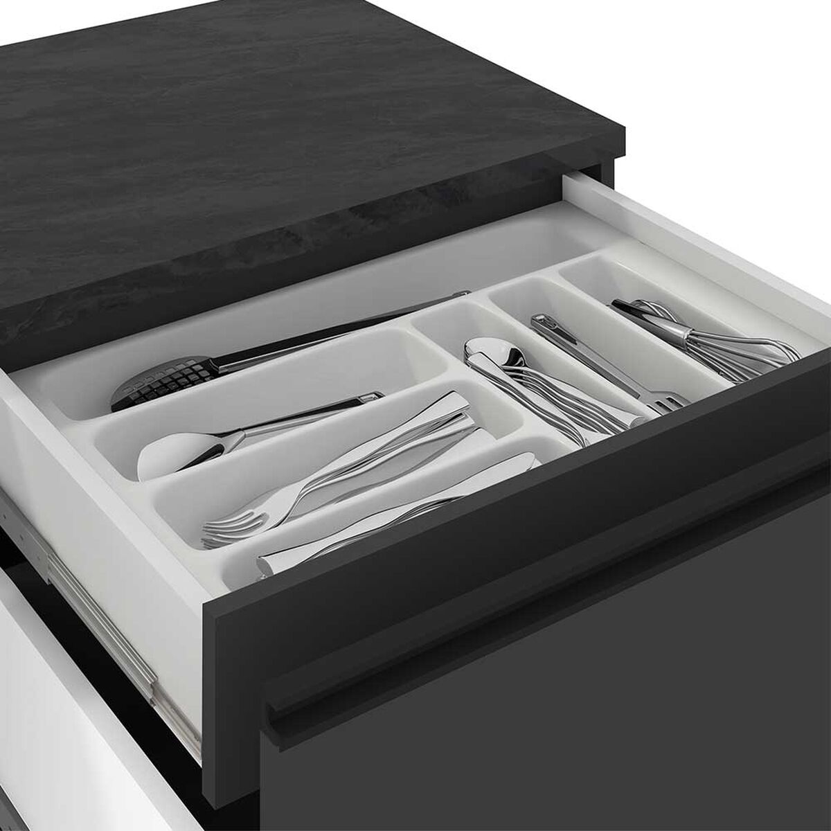 Mueble Base de Cocina Home Mobili Etni 120 2 Cajones Grafito