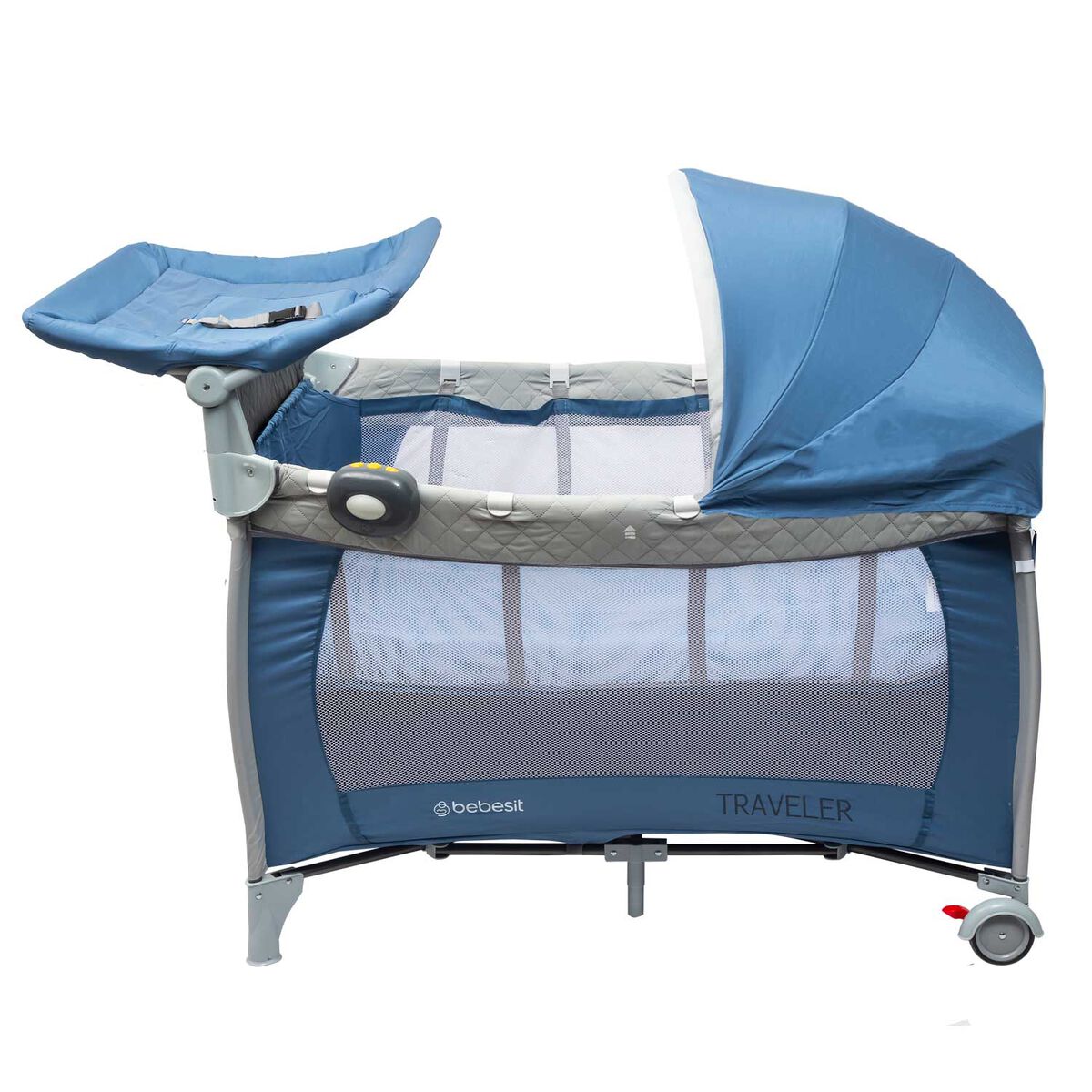 Cuna Corral Con Mudador Pack & Play Traveler Azul Bebesit