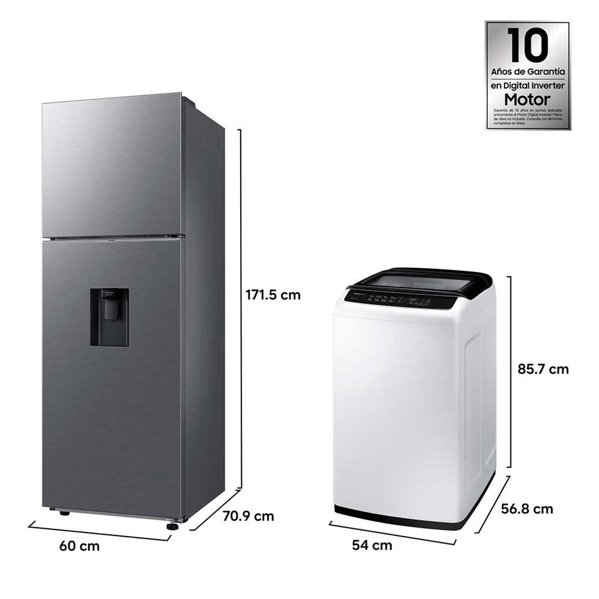 Refrigerador Samsung Top Mount Freezer 345 L Water Dispenser + Lavadora de carga superior Samsung RT35CG5540S9ZS 8 kg