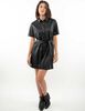 Vestido Corto Ecocuero Manga Corta Mujer Zibel