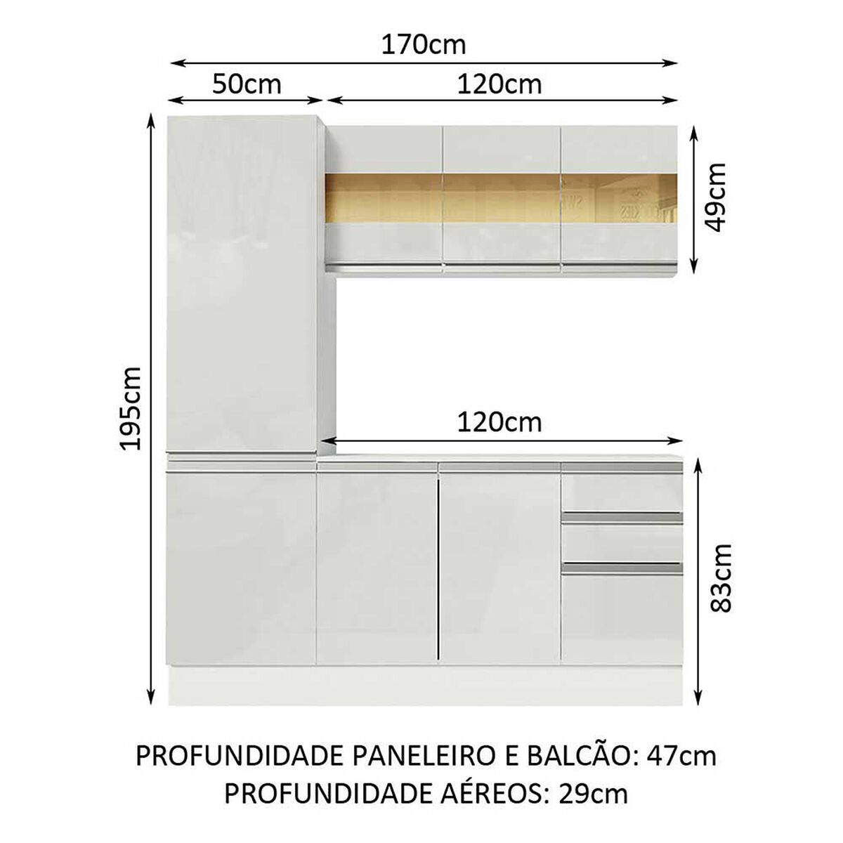 Mueble de Cocina Vekkahome Premium Smart 2 Cajones 8 Puertas Blanco