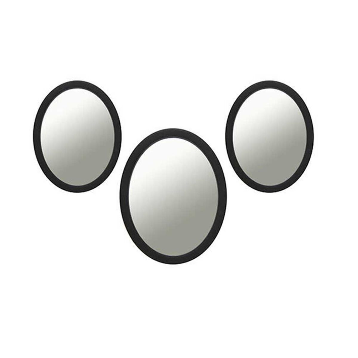 Set 3 Espejos Pl&aacute;stico Vgo para Colgar Ovalado 26 cm Negro