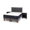 Cama Europea CIC Base Dividida 2 Plazas Premium + Respaldo + 2 Veladores Torino