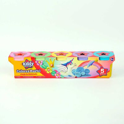 Imagen 1 del producto Paquete de 5 potes de 4 oz Colores Pasteles (112 grms) de masa Kiddy Dough