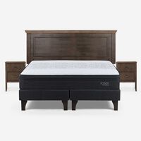 Cama Europea Rosen Base Dividida King Anna + Respaldo + 2 Veladores
