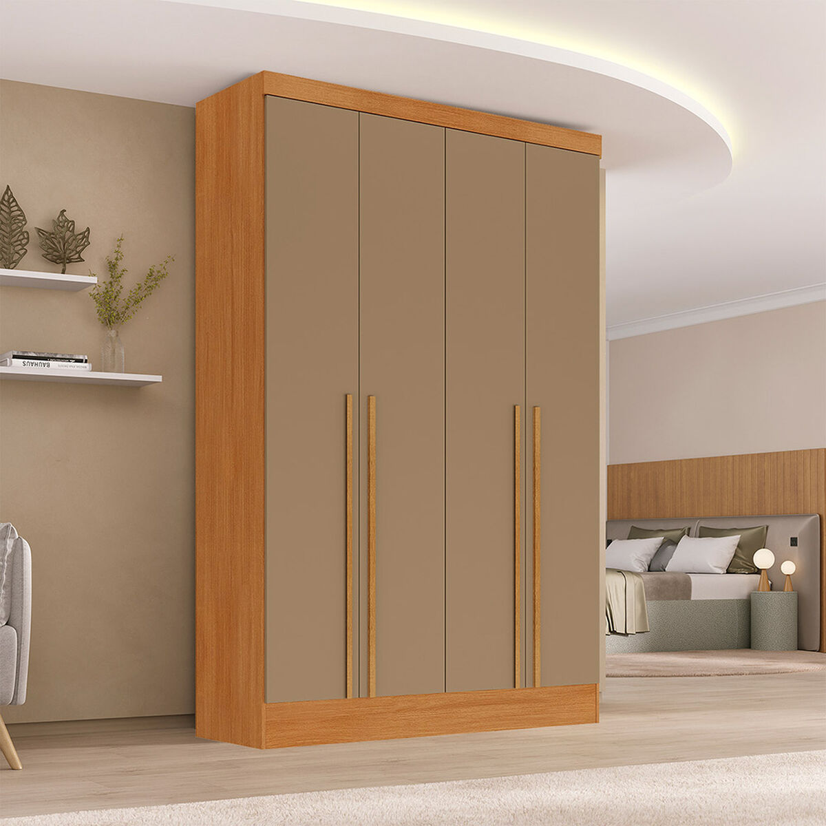 Closet Di Poretti Design New Creta 3 Cajones 4 Puertas Caf&eacute; Oscuro