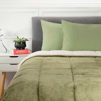 Plumón Flannel Sherpa Casanova 1.5 Plazas Verde