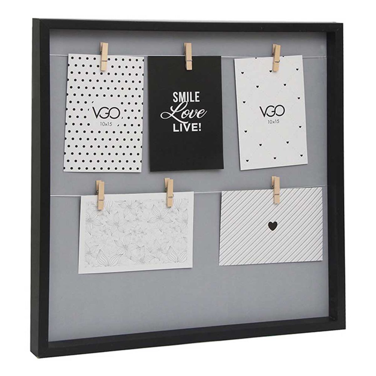 Marco Vgo Madera con Pinzas Negro 40 x 40 cm