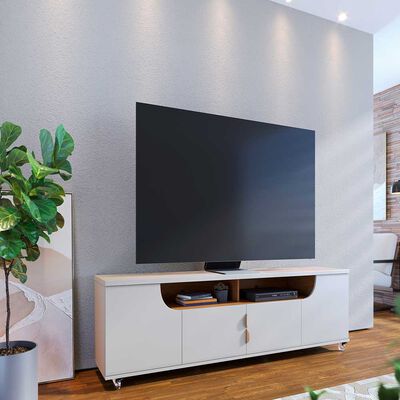 Rack  Di Poretti Santorini Hasta 75" Blanco + Mesa