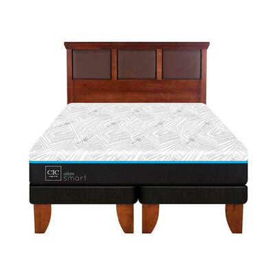 Cama Europea CIC Green Infinity King + 1 Respaldo Torino Caramel