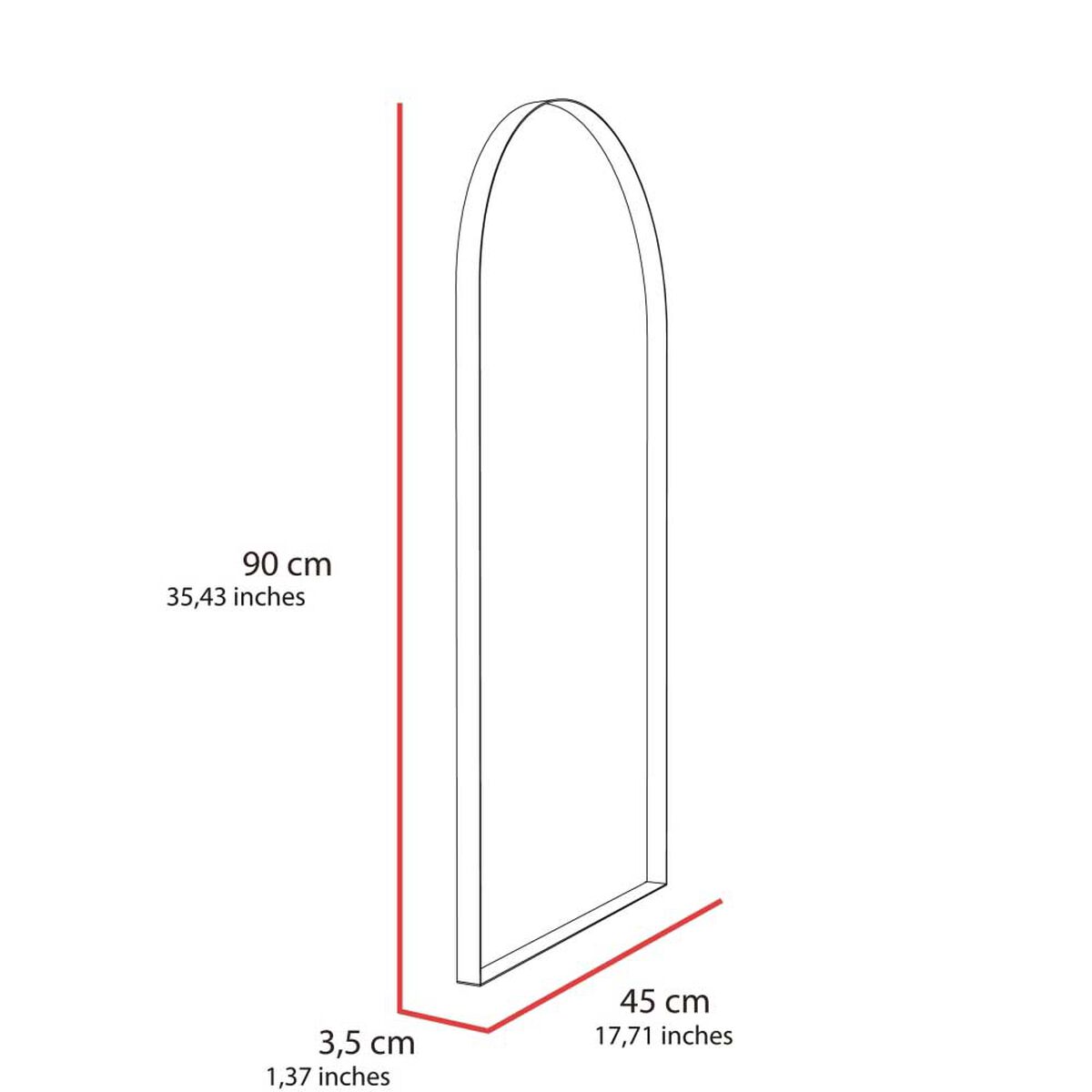 Espejo de Vidrio TuHome Goliat 90 x 45 cm