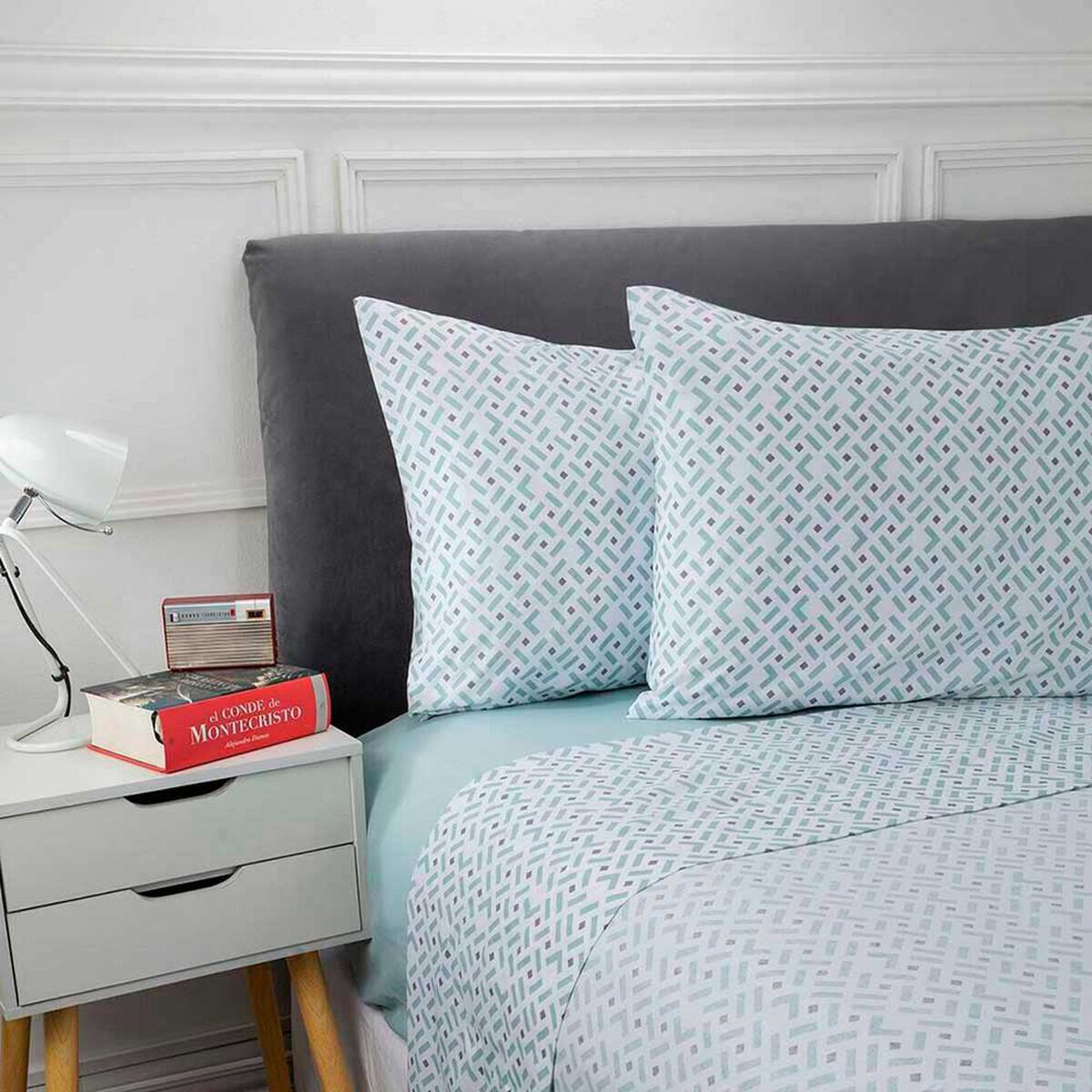 Juego de S&aacute;banas Estampadas Casanova 144 Hilos 1 Plaza Geom&eacute;trico