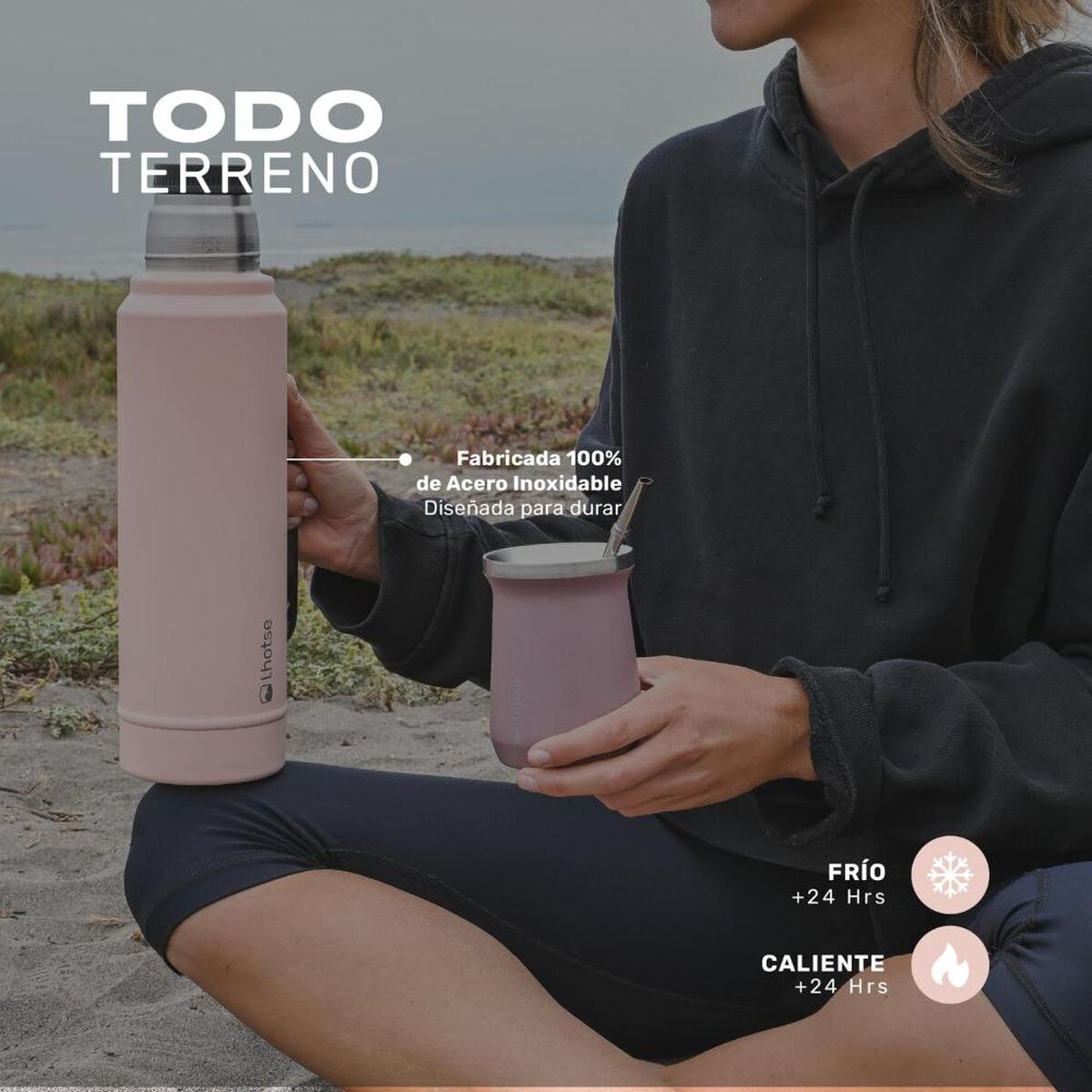 Termo Liquido Acero Inoxidable Lhotse Classic 1,3 lts Rosado