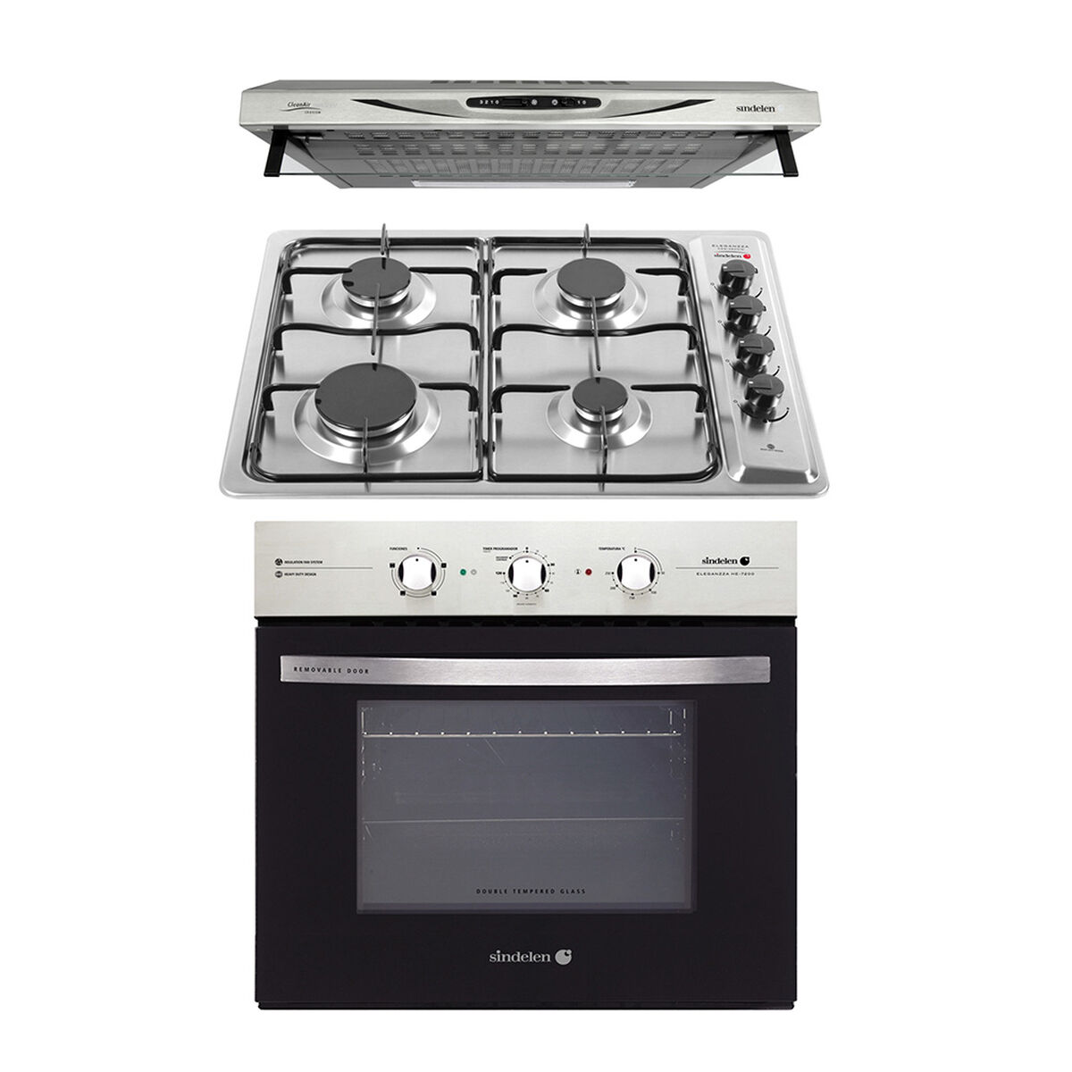 Kit Cocina Sindelen Campana CA-610EIN + Horno Empotrable HE-7200IN + Encimera CEG-4600IN