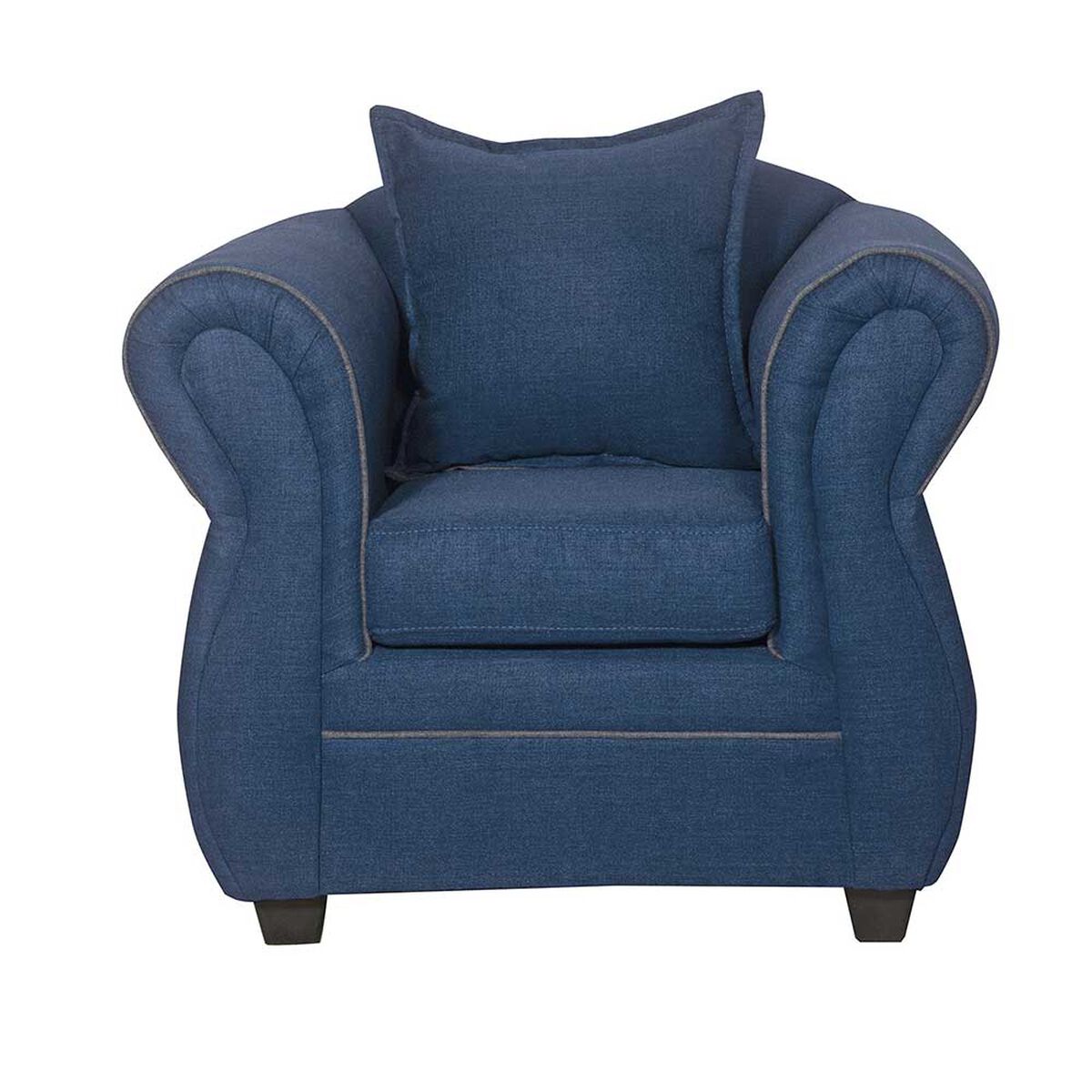 Juego de Living Black Factory Emili Sofá 3 Cuerpos + Dos Sillones 1 Cuerpo Azul