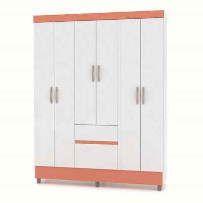 Clóset Kea Ideal 6 Puertas 2 Cajones Blanco y Rosa