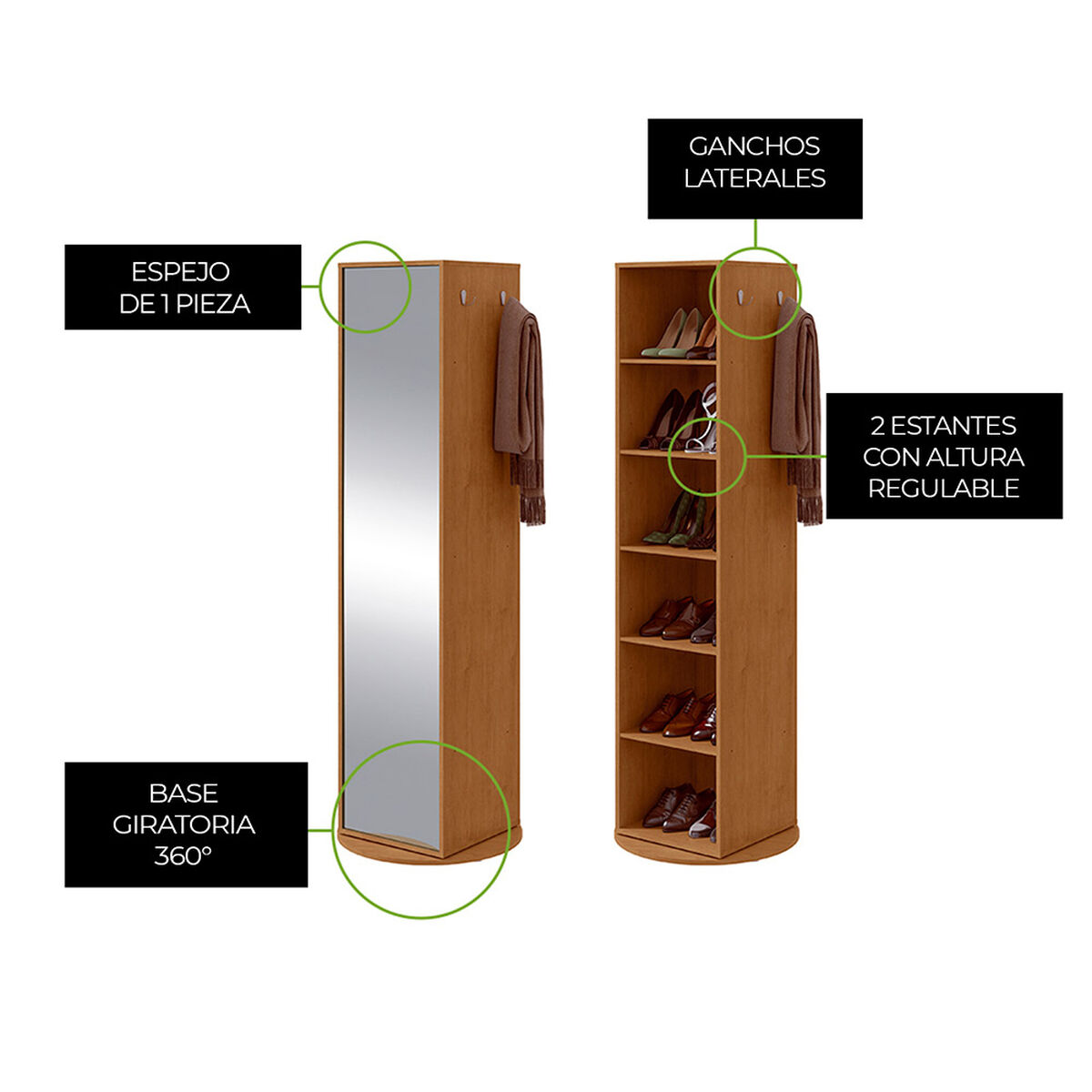 Zapatera Multifuncional Di Poretti Design Sthela con Espejo Caf&eacute;