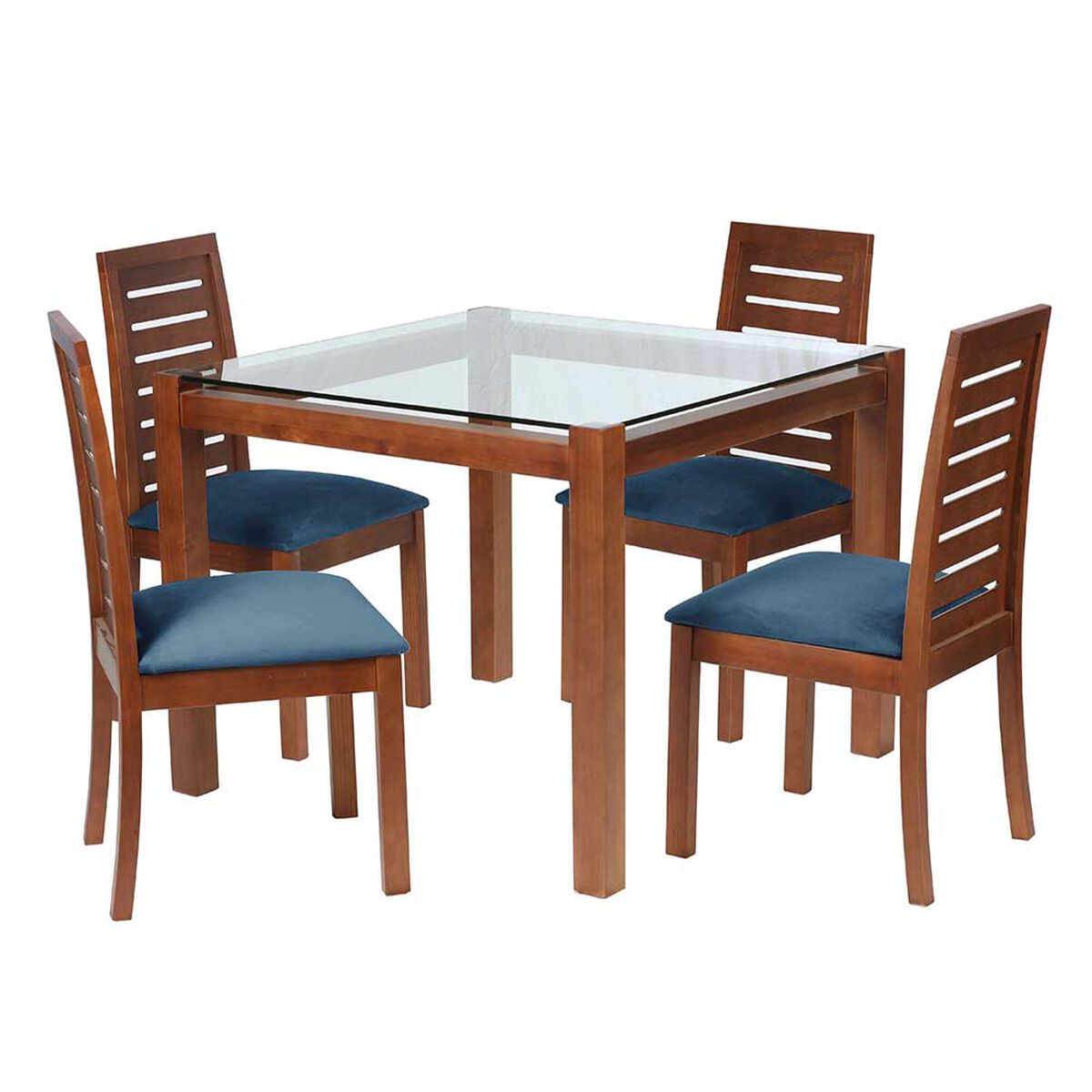 Juego de Comedor Latam Home Barcelona 4 Sillas Azul Petroleo