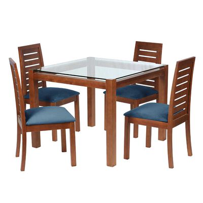 Juego de Comedor Latam Home Barcelona 4 Sillas Azul Petroleo