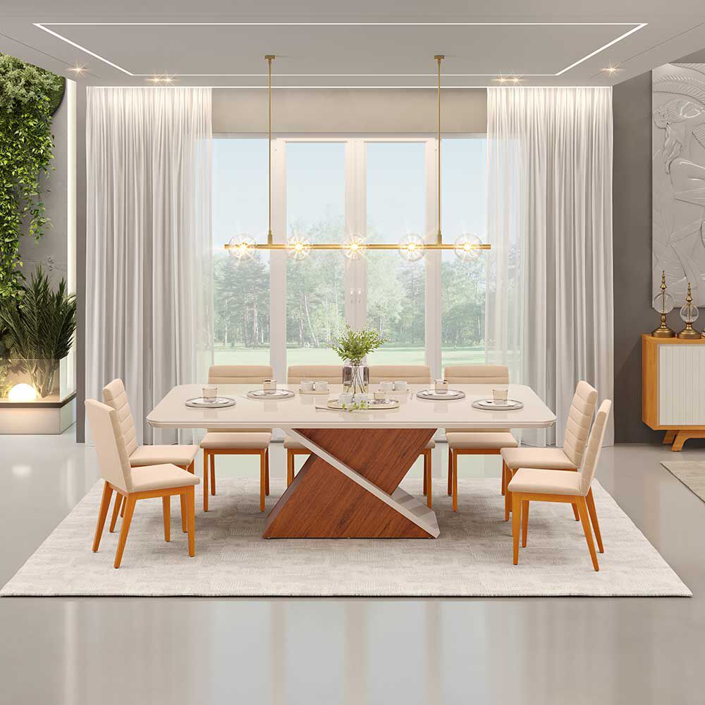 Juego de Comedor Di Poretti Design Zafira 8 Sillas Café | Abc