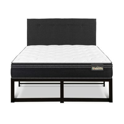 Cama Europea Belsogno 2 Plazas Premium + Respaldo Black