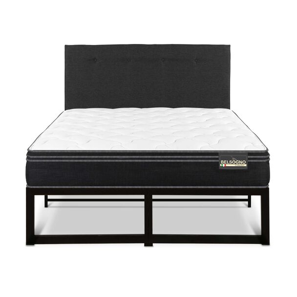 Cama Europea Belsogno 2 Plazas Premium + Respaldo Black