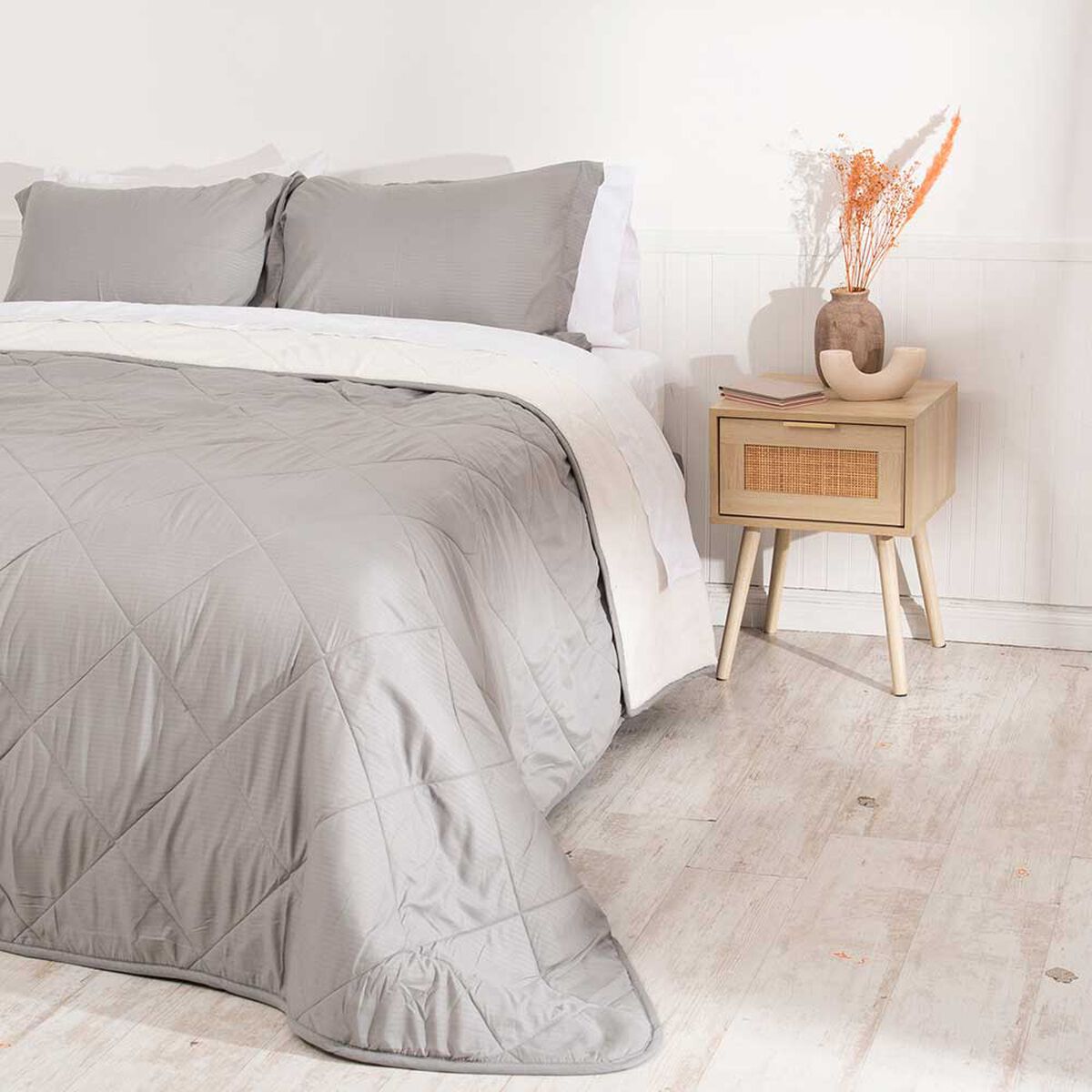 Plumón Mashini 1,5 Plazas Liso Gris