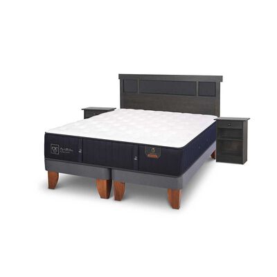Imagen 2 del producto Cama Europea CIC Base Normal King Premium + Respaldo + 2 Veladores Dublin