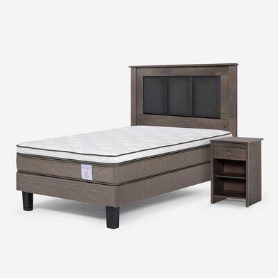 Imagen 2 del producto Cama Europea Rosen 1,5 Plazas New style 6 + Respaldo Rachel Gris + Velador