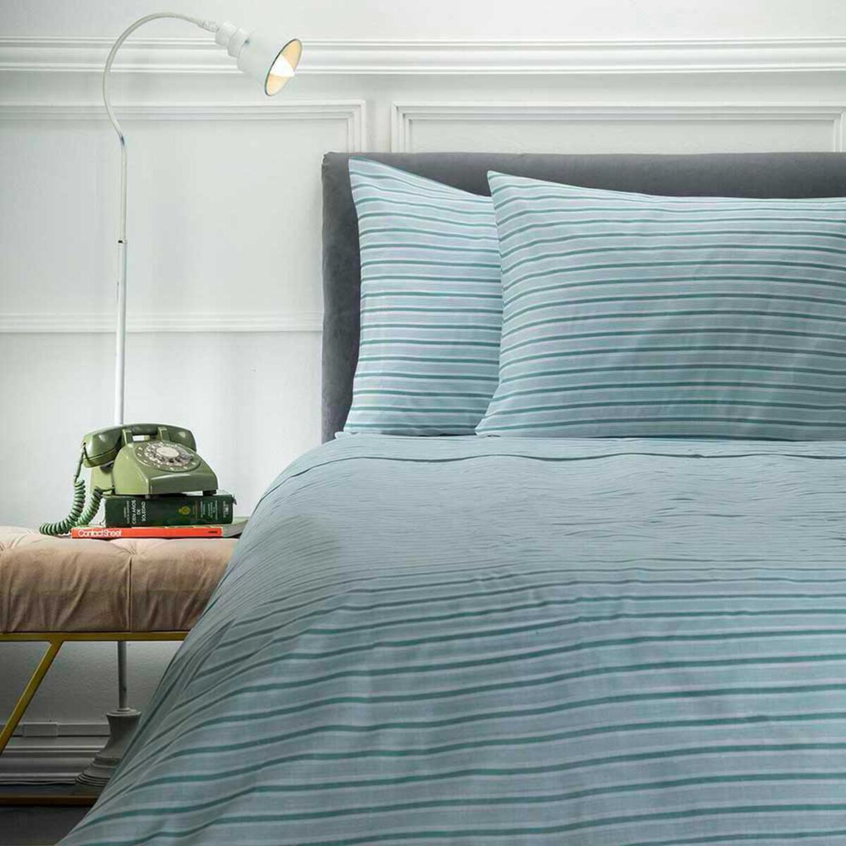 Juego de S&aacute;banas Estampadas Casa Linda 132 Hilos 1 Plaza Stripe