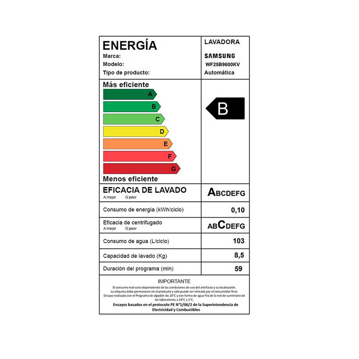 Lavadora Automática Samsung WF25B9600K 25 kg.