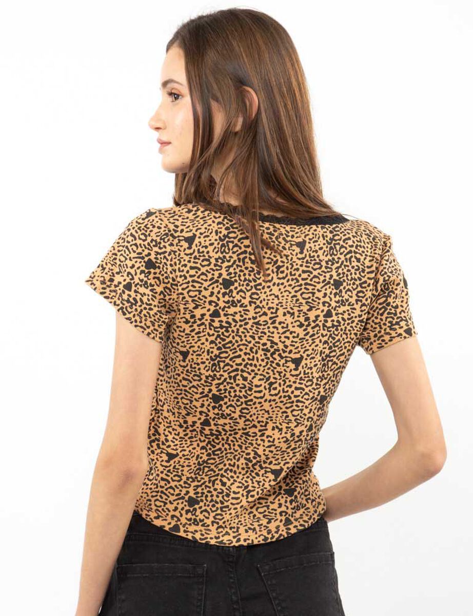 Polera Con Encaje Manga Corta Mujer Icono