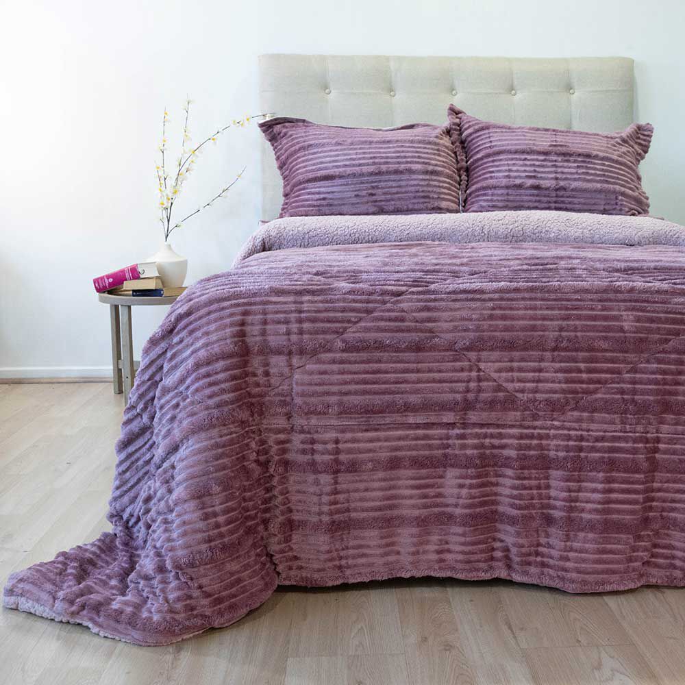 Cubrecama Doral 2 Plazas Touch Nebula Sherpa Rosa