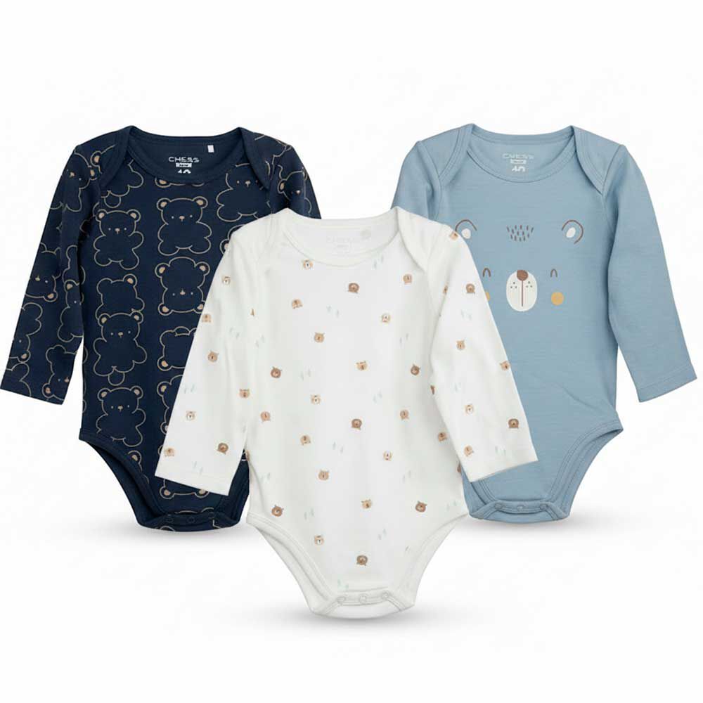 Pack 3 Body Bebé de Algodón Chess Baby