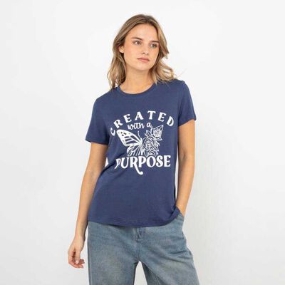 Polera Con Estampado Manga Corta Mujer Icono