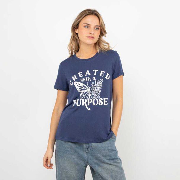 Polera Con Estampado Manga Corta Mujer Icono