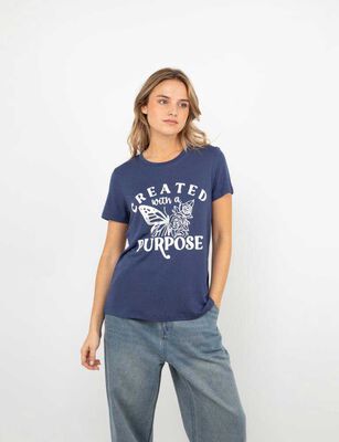 Imagen 1 del producto Polera Con Estampado Manga Corta Mujer Icono Navy