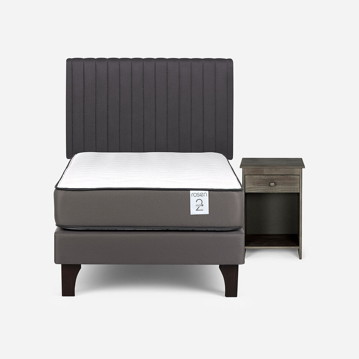 Cama Europea Rosen 1,5 Plazas New Style 2 Plus + Respaldo + Velador Lucio