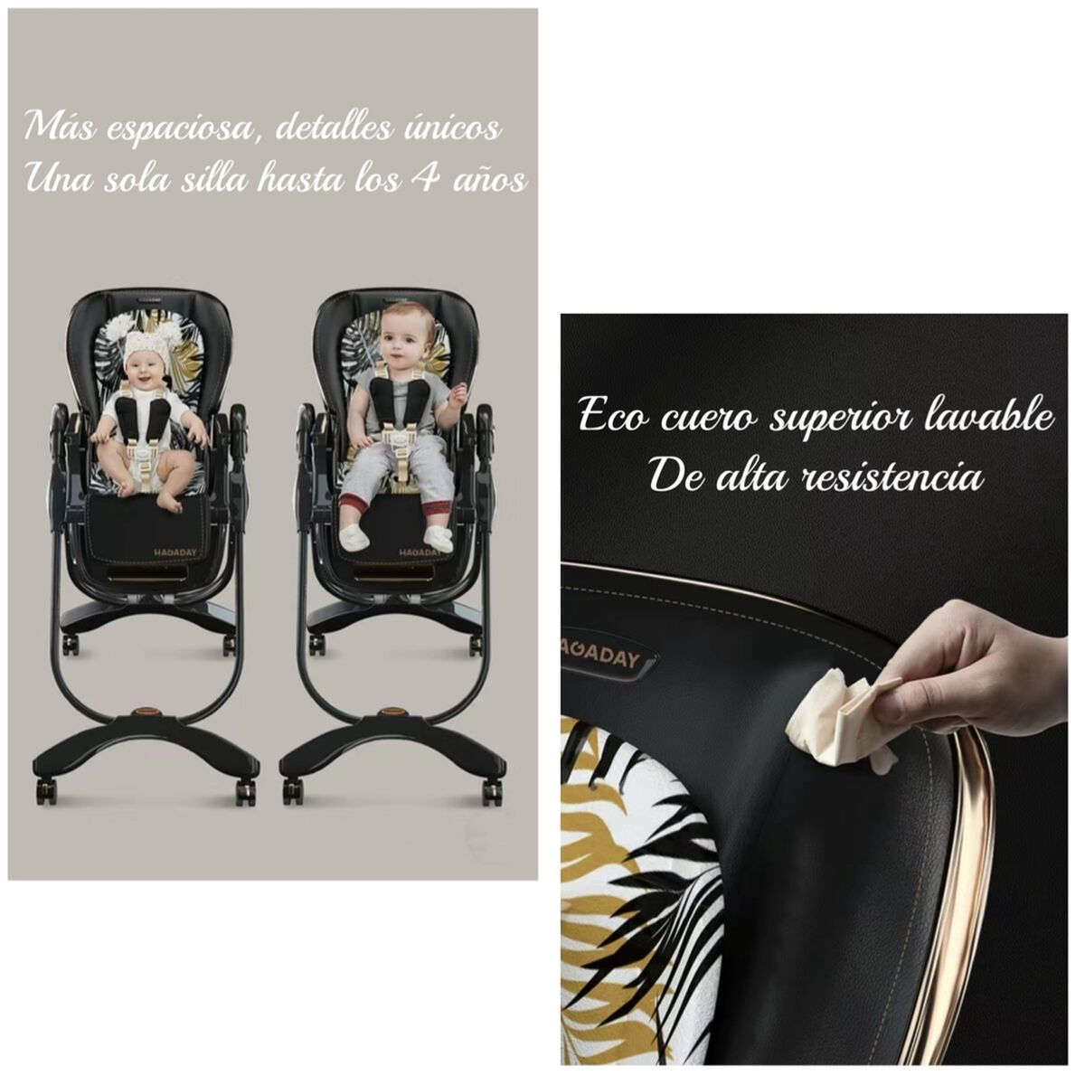 Silla de Comer Lujosa Reclinable Hagaday Negra Lubabycas